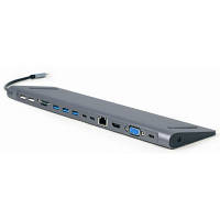 Оригінал! Концентратор Cablexpert USB-C 9-in-1 (Hub/HDMI/VGA/PD/card-reader/lan/audio) (A-CM-COMBO9-01) |