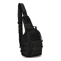 Тактическая сумка - рюкзак через плечо черного цвета, рюкзак на одно плечо черная
