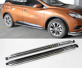 Бокові пороги V2 для Nissan Murano 2014- рр. Алюміній + пластик (2 шт)