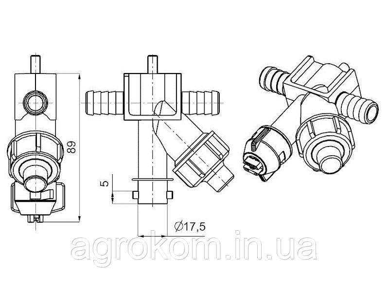 Корпус распылителя на шланг 12.5мм, проходной 0-100/087/P | 220370 AGROPLAST - фото 2 - id-p36351270