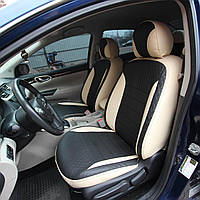 Чехлы на сиденья из экокожи и автоткани Mitsubishi L200 4 поколение 2006-2017 EMC-Elegant Серый + Серый + Синий + Серый, Синие Черный + Черный + Бежевый, Бежевые Бежевый + Черный + Черный + Бежевый, Бежевые