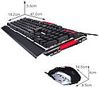 Комплект дротова клавіатура ігрова LED і миша K33 6946, фото 3
