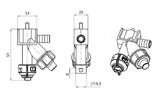 0-100/08/K Форсунка 08 кінцева Agroplast для обприскувача Корпус розпилювача 08 конечний в зборі