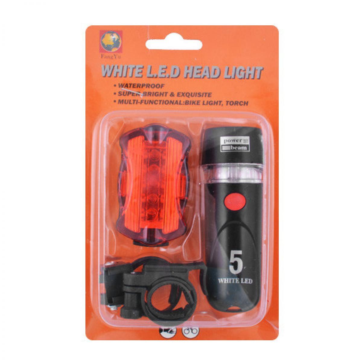 Ліхтар велосипедний FY-812/XY-108-5LED зі стопом, чорний, фото 1