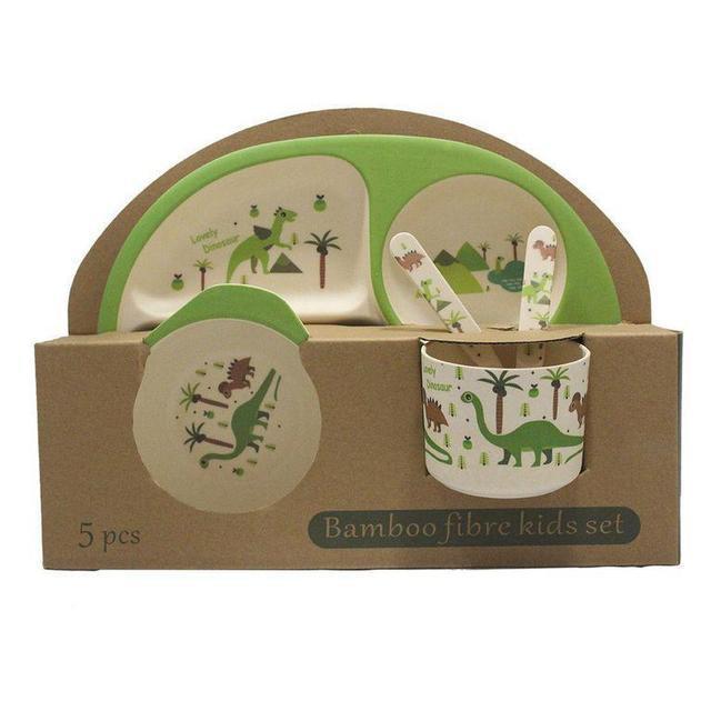 Набір дитячої бамбуковій посуду Eco Bamboo fibre kids set 5 предметів N02331 Green, фото 1