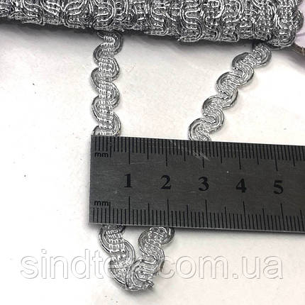 Декоративна тасьма 13м, ширина 7мм срібло (№752), фото 2