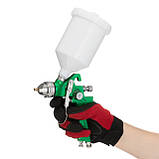 Пневматичний фарборозпилювач HVLP, форсунка 1.4 мм, верхній пластиковий бачок 600мл, 3бар INTERTOOL PT-0118, фото 6