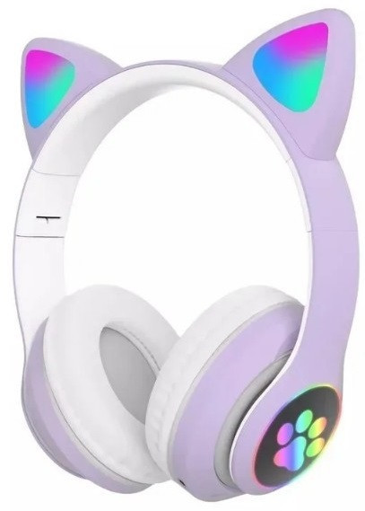 Навушники Bluetooth Cat Ear VZV-23M 7695 з підсвічуванням, фіолетові, фото 1