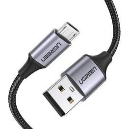 Дата кабель USB 2.0 AM to Micro 5P 2.0m US290 Aluminum Braid Black Ugreen (60148) - оригінал