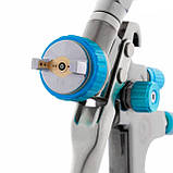 Пневматичний фарборозпилювач LVLP BLUE професійний, верхній пластиковий бачок INTERTOOL PT-0134, фото 2