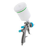 Пневматичний фарборозпилювач LVLP BLUE професійний, верхній пластиковий бачок INTERTOOL PT-0134, фото 5