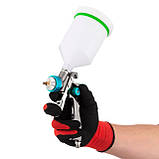 Пневматичний фарборозпилювач LVLP BLUE професійний, верхній пластиковий бачок INTERTOOL PT-0134, фото 6