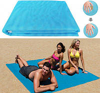 Пляжная подстилка коврик покрывало анти-песок Beach Mat 200 x 150 см Голубая