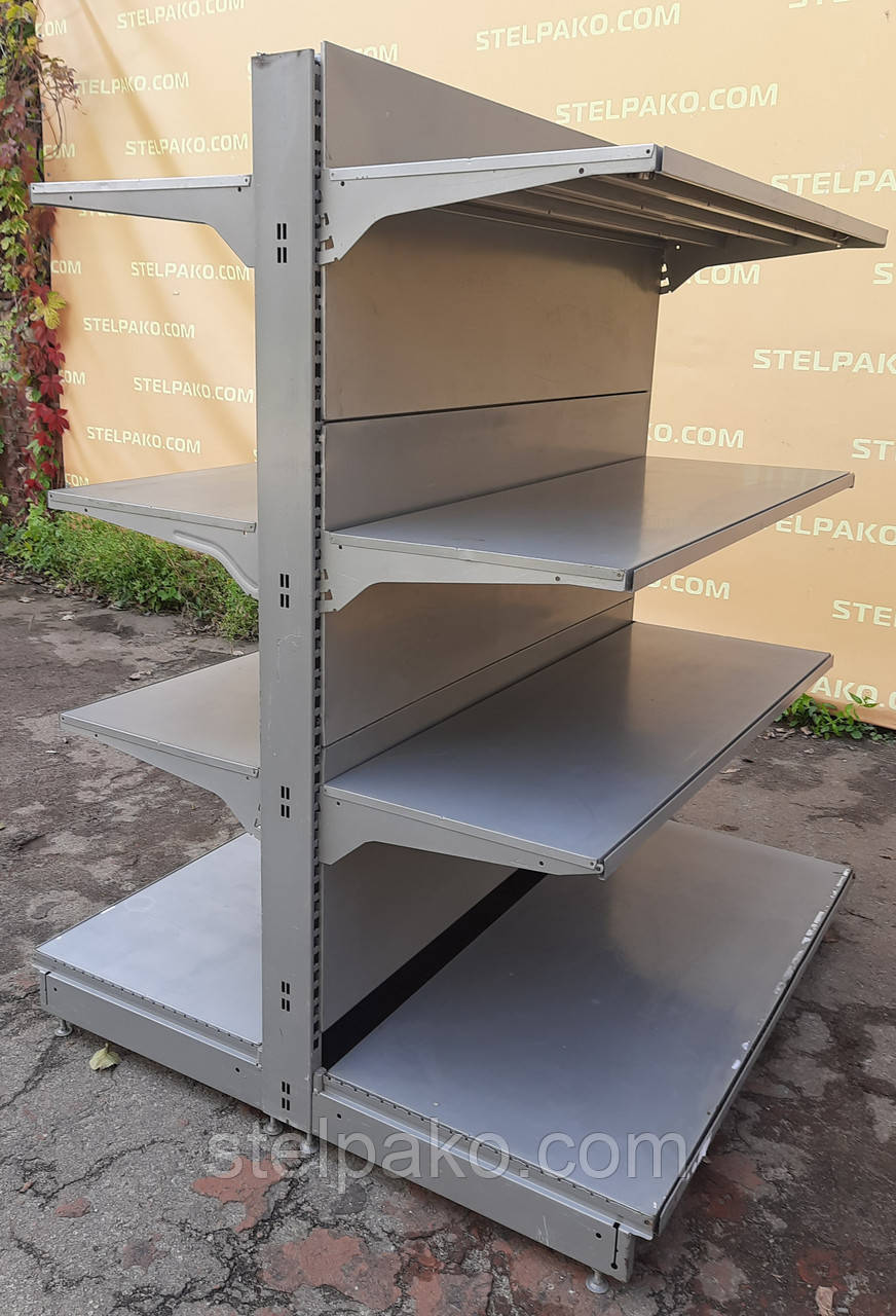 Торгові двосторонні (острівні) стелажі «Linde» 160х125 см., на 4 полиці, Б/у
