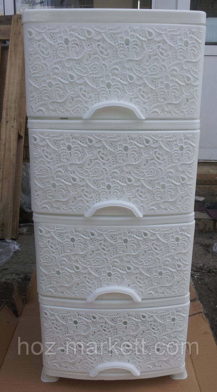 Комод пластиковый белый на 4 ящика ажурный производство Украина - фото 2 - id-p277815893