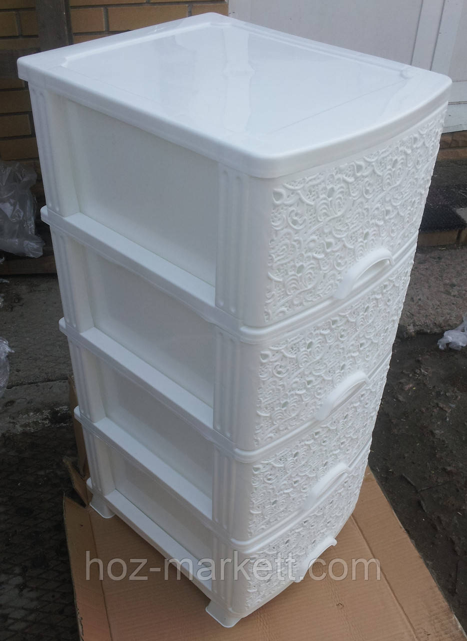 Комод пластиковый белый на 4 ящика ажурный производство Украина - фото 3 - id-p277815893