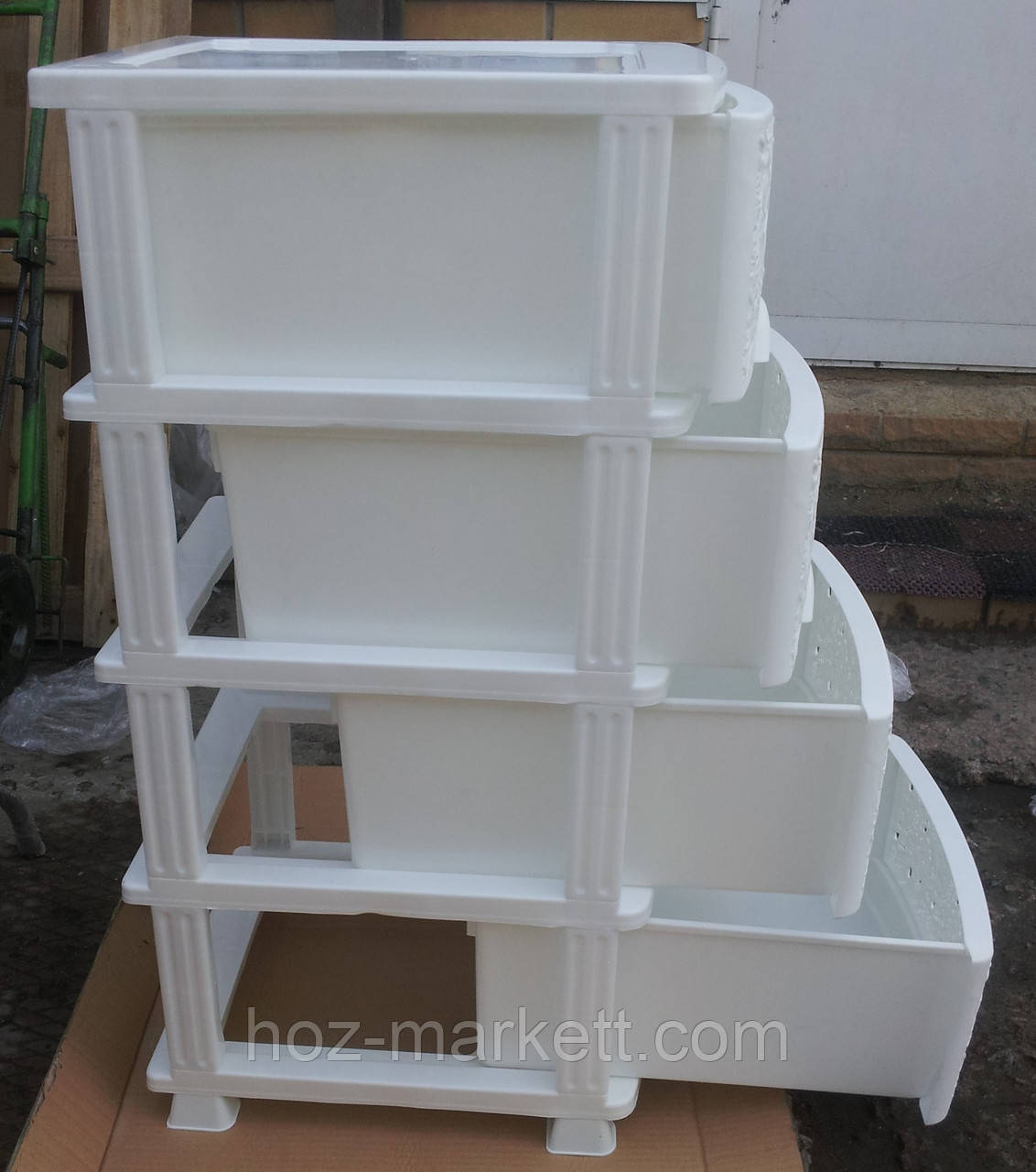 Комод пластиковый белый на 4 ящика ажурный производство Украина - фото 6 - id-p277815893