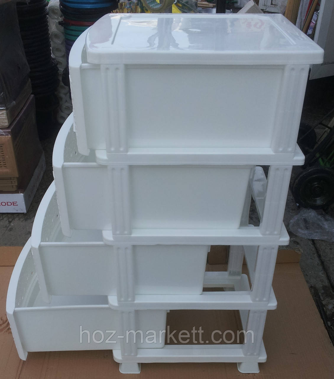 Комод пластиковый белый на 4 ящика ажурный производство Украина - фото 7 - id-p277815893