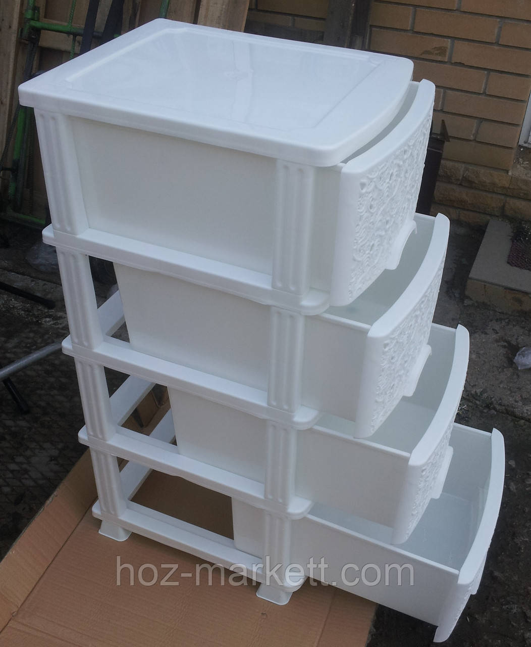 Комод пластиковый белый на 4 ящика ажурный производство Украина - фото 10 - id-p277815893