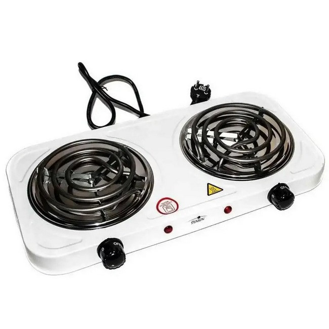 Настільна електрична плита 2 конфорки Stenson ME-0013 2000W біла (N019527)
