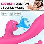 Вібратор-кролик з присоскою Love Toy для кліторальної стимуляції та анального бісерного хвоста, фото 4