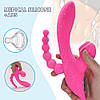Вібратор-кролик з присоскою Love Toy для кліторальної стимуляції та анального бісерного хвоста, фото 6