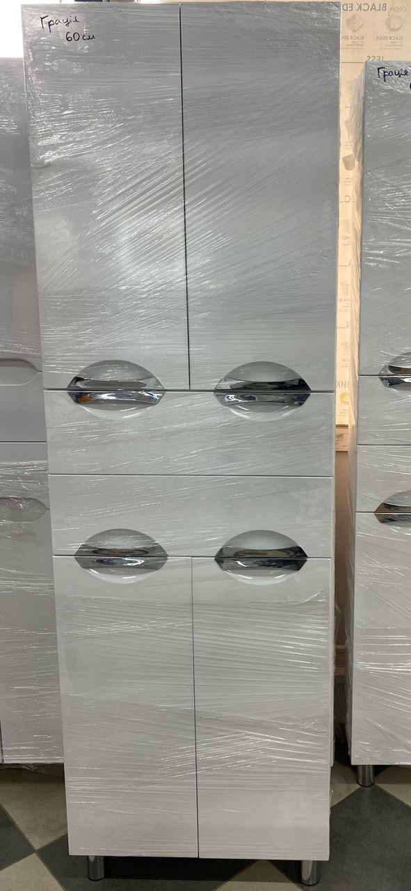 Пенал-шафа підлоговий 60 см для ванної кімнати Грація з шухлядами, білий