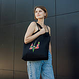 Шопер, сумка шопер через плече жіноча еко сумка з принтом ГЕРБ УКРАЇНИ середнього розміру 42*35 з ручкою 64см, фото 3