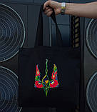 Шопер, сумка шопер через плече жіноча еко сумка з принтом ГЕРБ УКРАЇНИ середнього розміру 42*35 з ручкою 64см, фото 5