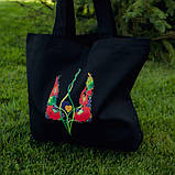 Шопер, сумка шопер через плече жіноча еко сумка з принтом ГЕРБ УКРАЇНИ середнього розміру 42*35 з ручкою 64см, фото 6