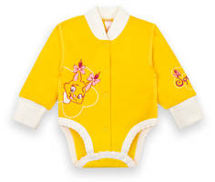 Боді (напівкомбінезон) дитячий з манжетами-рукавичками GABBI Білочка Жовтий на зріст 62 (10890)