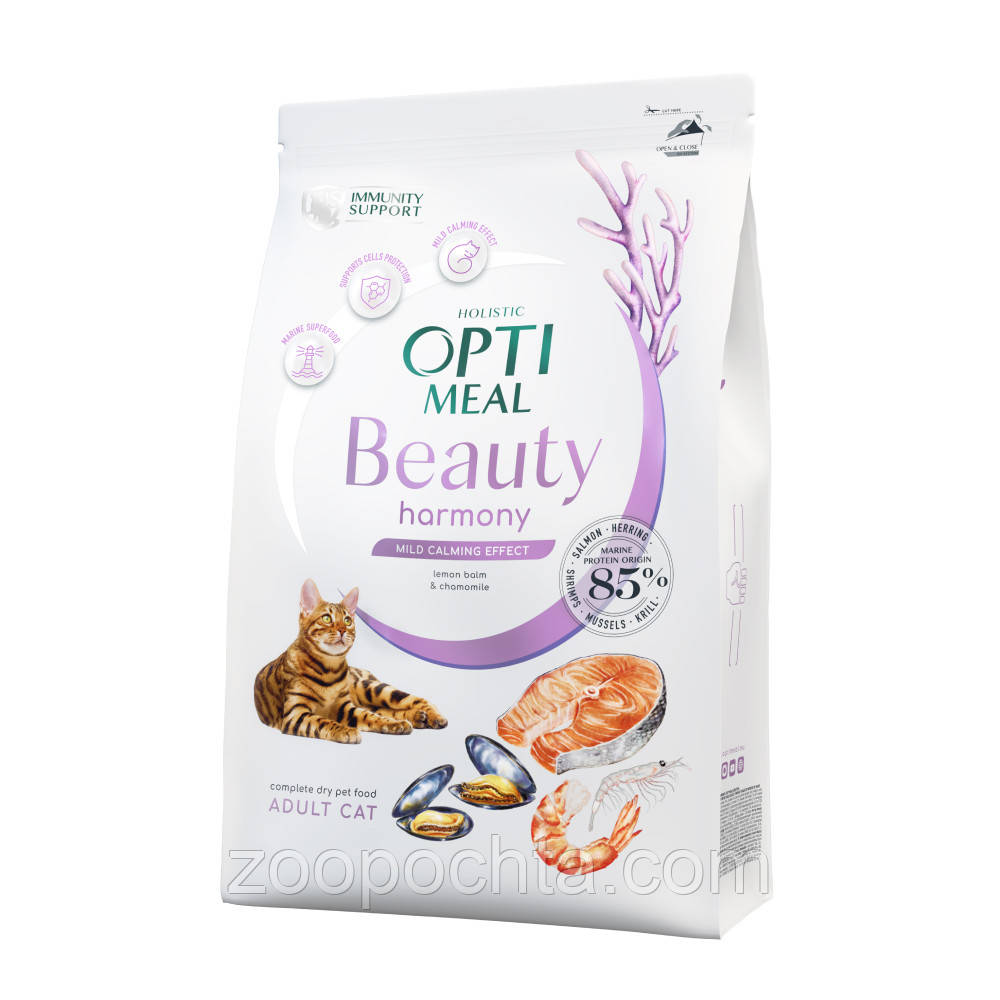 Сухий корм Optimeal Cat Beauty Harmony Mild Calming Effect для собак для зняття стресу, морепродукти 1,5 КГ