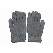 Теплі рукавички з візерунком в'язані сірі