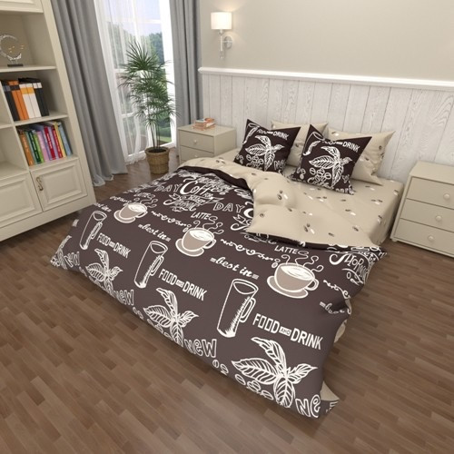 Евро розмір постільна білизна бязь «Запашна кава», фото 1