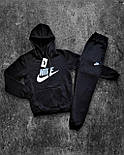 Спортивний костюм чоловічий зимовий Nike на флісі теплий зима-осень | Комплект кофта та штани Туреччина. Живе фото, фото 4