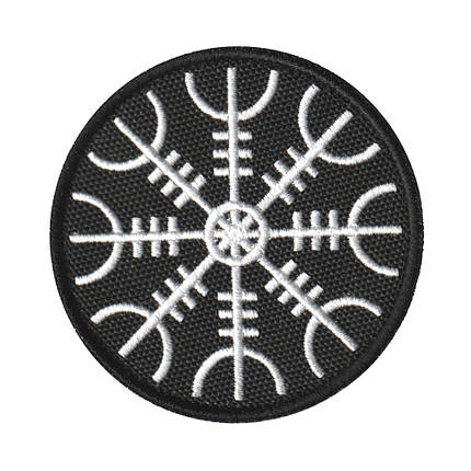 Вишитий шеврон "Шолом жаху Агідсхьяльм/Aegishjalmur" на липучці (чорно-білий), фото 1