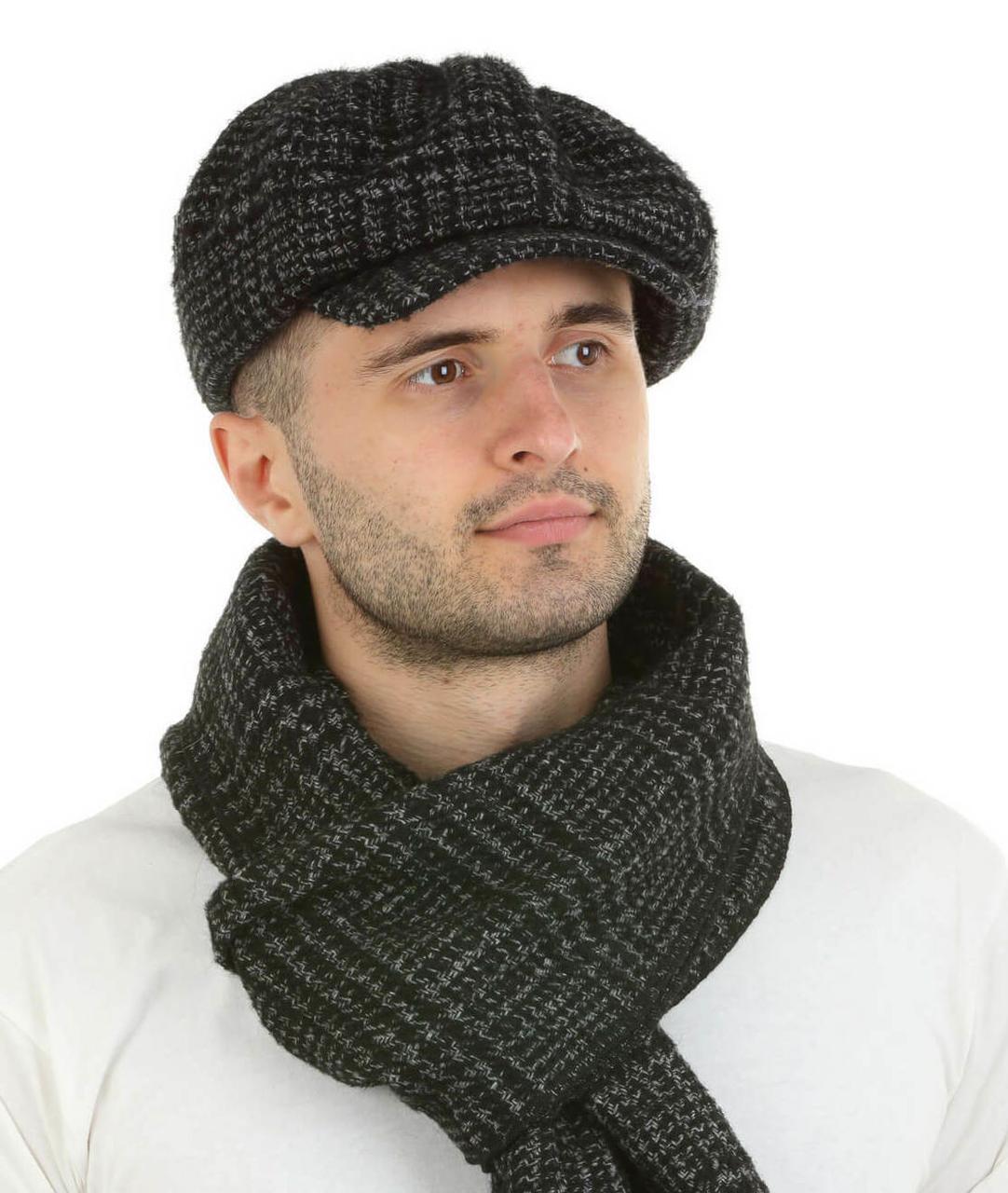 Кепка чоловіча восьмиклинка гаврош хуліганка чорна в клітинку, фото 1