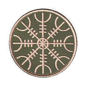 Вишитий шеврон "Шолом жаху Агідсхьяльм/Aegishjalmur" на липучці (бежева олива)