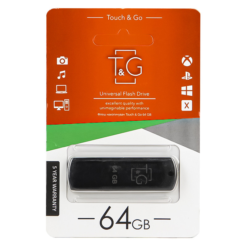 Flash Drive 64 GB T&G 011 Classic Series (TG011-64GBBK) Чорний, фото 1