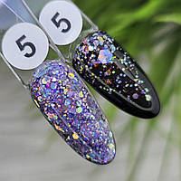 Глиттерный гель (Glitter gel) фиолетовый хамелеон Sweet Nails Stars №5 5 грамм