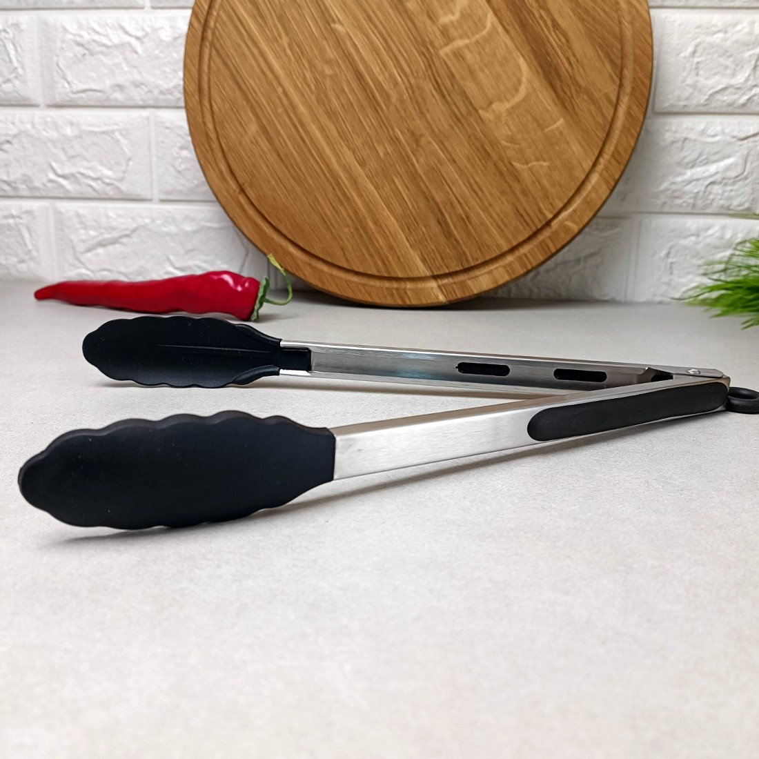 Великі кухонні щипці та з нержавіючої сталі та сталі 34*3.5см