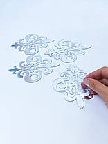 Акрилові дзеркальні наклейки Орнамент 12 х 9,5 см 10 шт набор Б153, фото 5