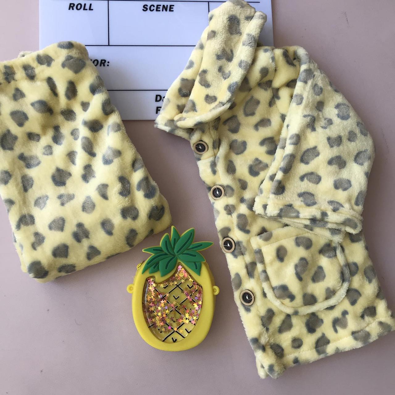 Тепла махрова піжама для дівчинки леопардова Жовта С-8788 145, Жёлтый, Для девочек, Зима, 100 , 3 года, фото 1