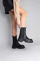 Женские демисезонные ботинки с резинкой Челси ShoesBand Черные натуральные кожаные внутри байка 40 (26 см)