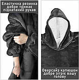 📌 Тепла толстовка плед з рукавами та капюшоном | Зимове худий з кишенею для рук Oversize Чорний колір, фото 5