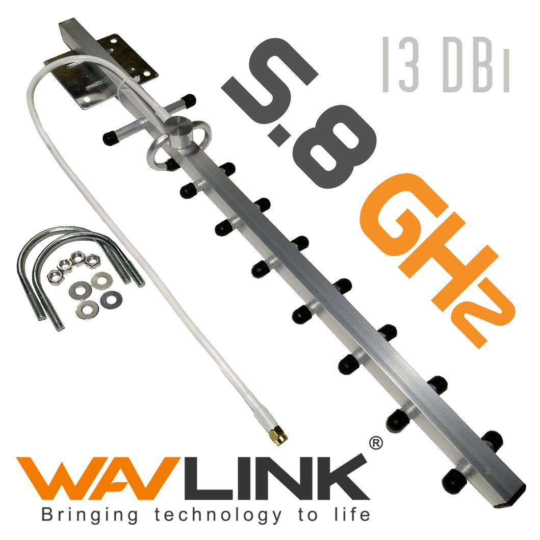 Антена Yagi вузькоспрямована 23° 5.8 ГГц 13 ДБ покращена WavLink SMA 13Y для ДК дронів і WiFi пристроїв