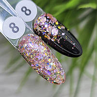 Глиттерный гель (Glitter gel) янтарный хамелеон Sweet Nails Stars №8 5 грамм