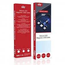 МАГНІТНИЙ КОБЕЛЬ SKY 3В1 (RZ) ДЛЯ ЗАРЯДКИ (100 СМ) зелений, фото 4