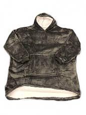 Толстовка плед із рукавами та капюшоном Huggle Hoodie оверсайз, тепле худі з великою кишенею для рук Сірий, фото 5