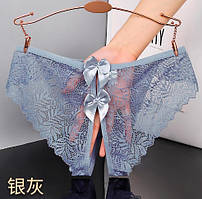 Трусики з розрізом і бантиками 44 сірий